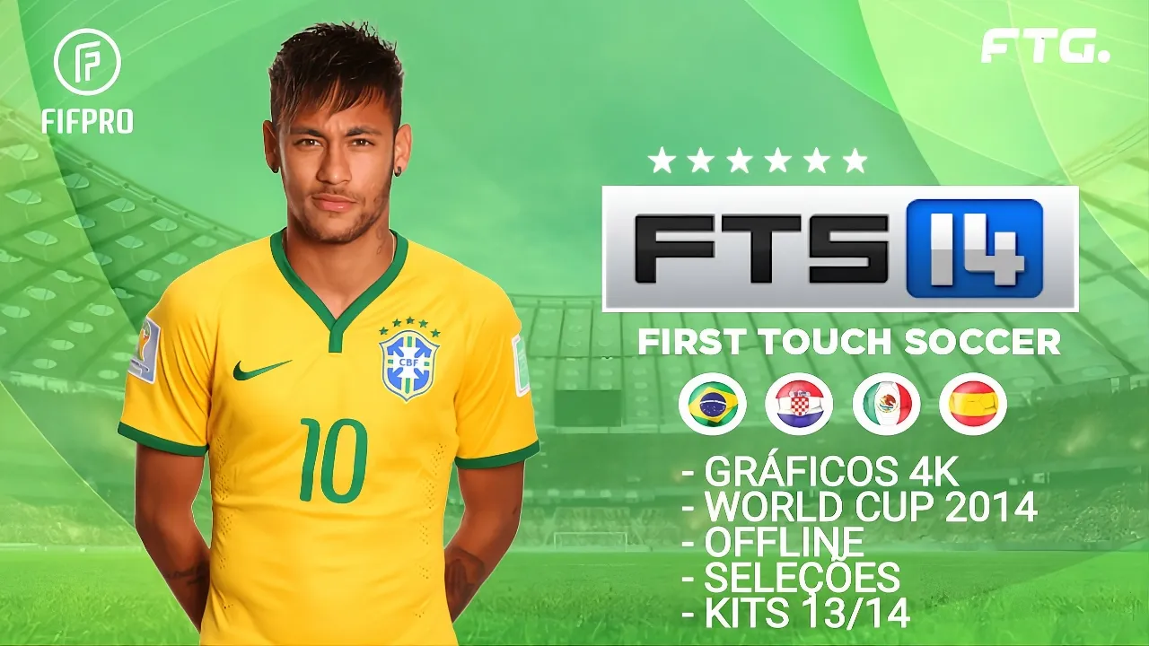 FTS 14 Mobile MOD FIFA World Cup 2014 for Android. Experience the legendary Brazil 2014 tournament completely offline with HD national kits, realistic stadiums, and smooth retro controls.