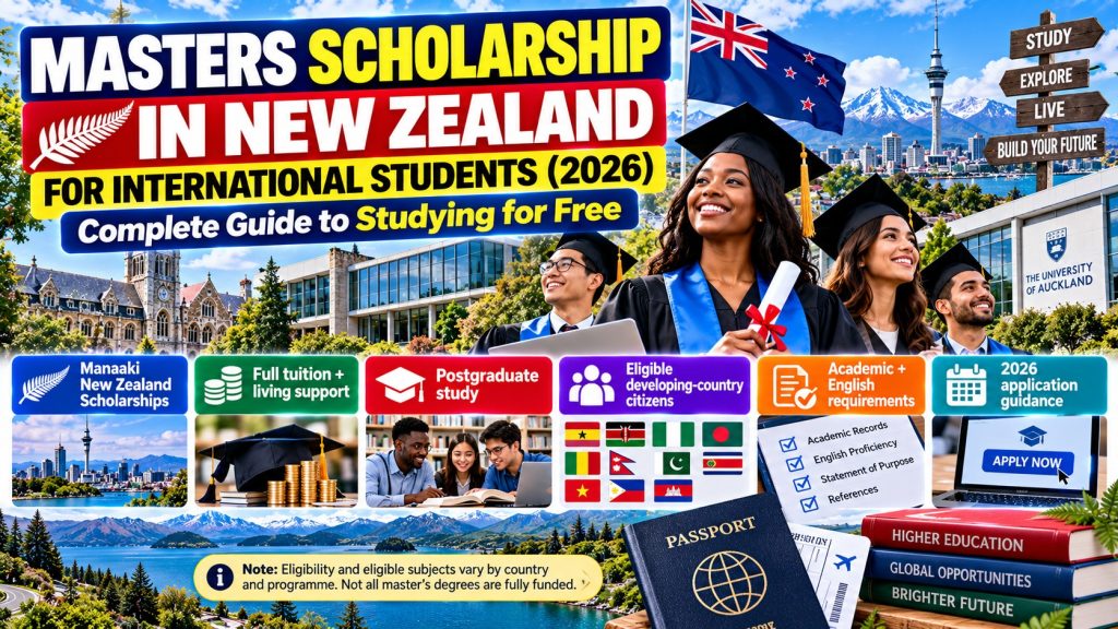 Masters Scholarship in New Zealand for International Students (2026): Complete Guide to Studying for Free · YusloveBlog