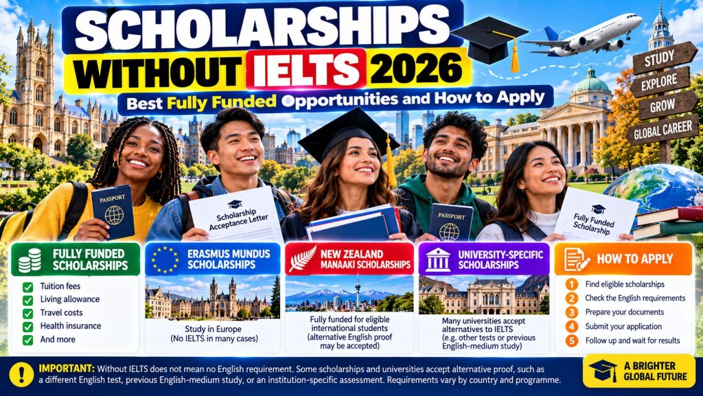 Scholarships Without IELTS 2026: Best Fully Funded Opportunities and How to Apply · YusloveBlog