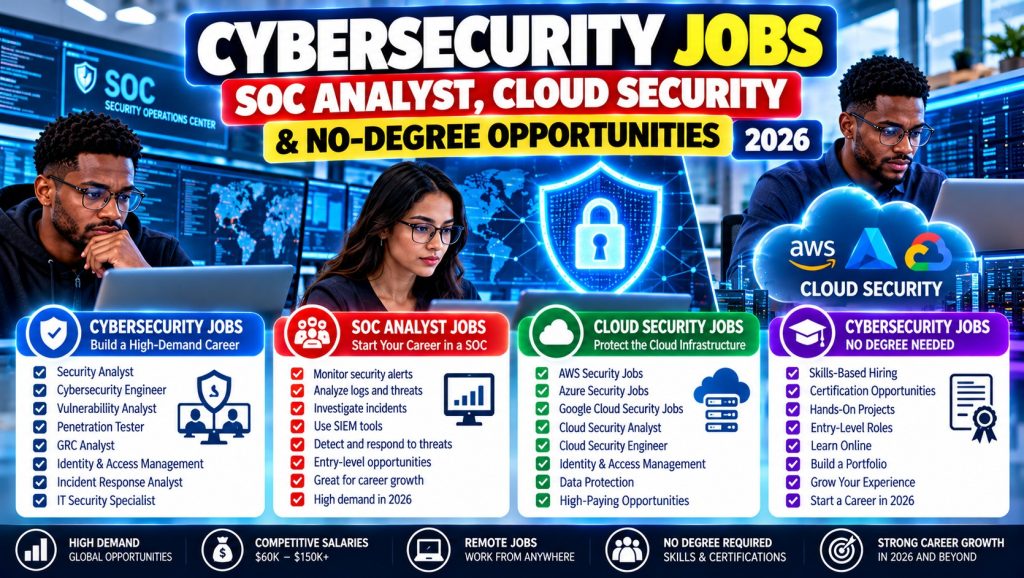 Cybersecurity Jobs in 2026: SOC Analyst, Cloud Security & No-Degree Opportunities · YusloveBlog